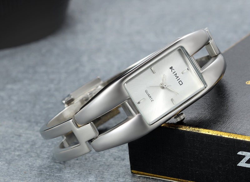 Lancardo Ladies Bangle Bracelet Retro White Square Jewelry Quartz Wrist Watch for Women Christmas - Image 2