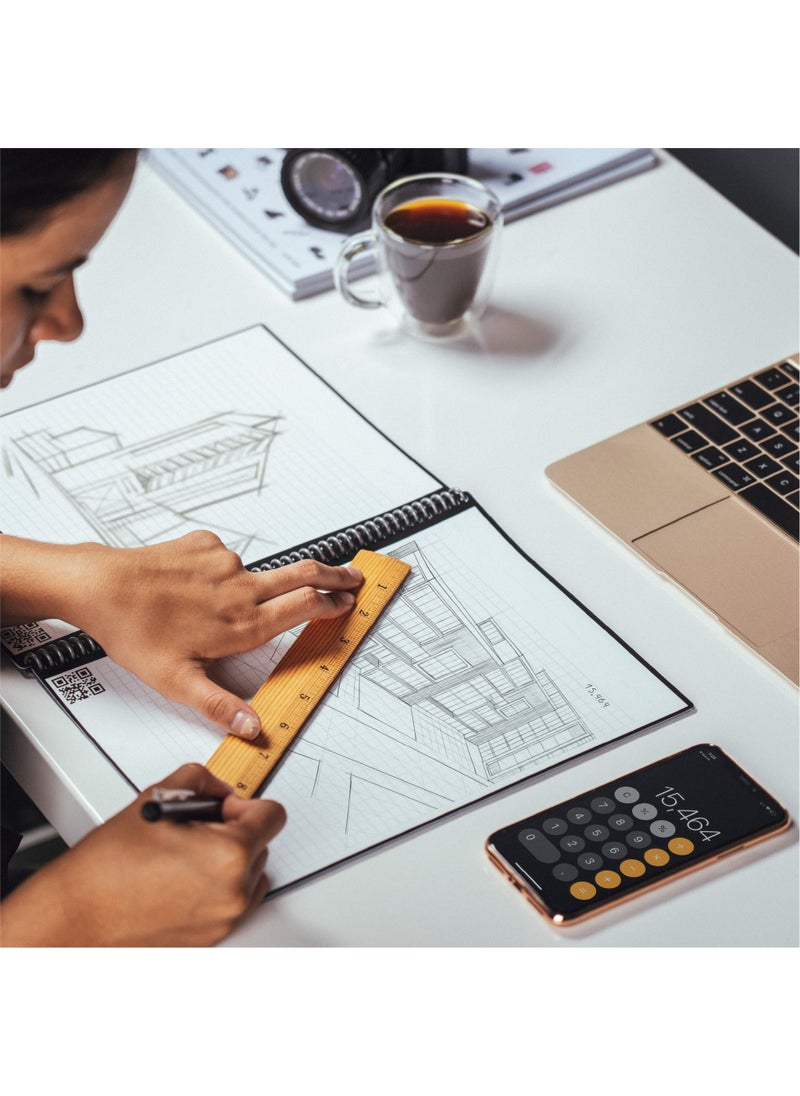 Rocketbook Rocketbook Matrix Smart Reusable Graph Notebook | Eco-friendly, Digitally Connected Isometric Notebook | infinity Black, Letter Size (8.5" x 11") with Pen, Cloth, and App Included  - Image 4