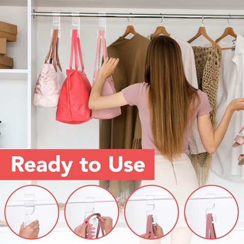 Wiosi Premium Clear Purse Hanger Closet Set of 12 - Durable Acrylic Organizers and Storage Bag Hanger for Luxury Closet - Purse Hanger Holder for Handbags Premium Backpack Purse Hooks - Image 3