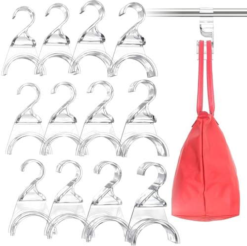 Wiosi Premium Clear Purse Hanger Closet Set of 12 - Durable Acrylic Organizers and Storage Bag Hanger for Luxury Closet - Purse Hanger Holder for Handbags Premium Backpack Purse Hooks - Image 1