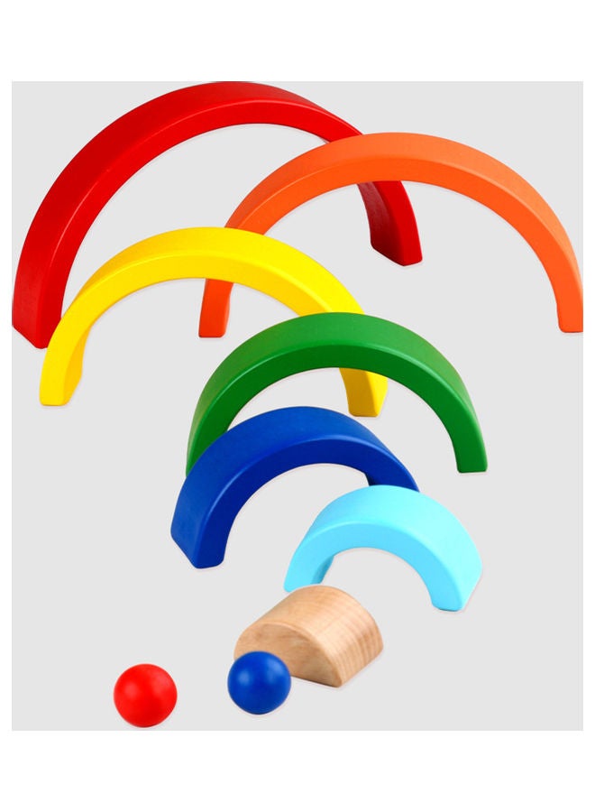 9 Piece Wooden Rainbow Stacker Nesting Puzzle Blocks 26.70x3.80x15.60cm - Image 2