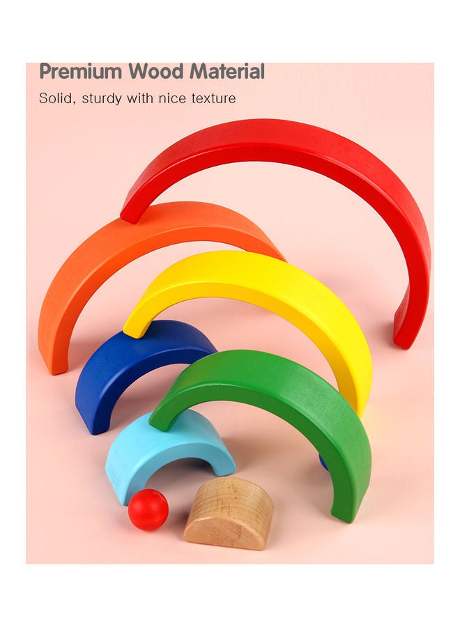 9 Piece Wooden Rainbow Stacker Nesting Puzzle Blocks 26.70x3.80x15.60cm - Image 3