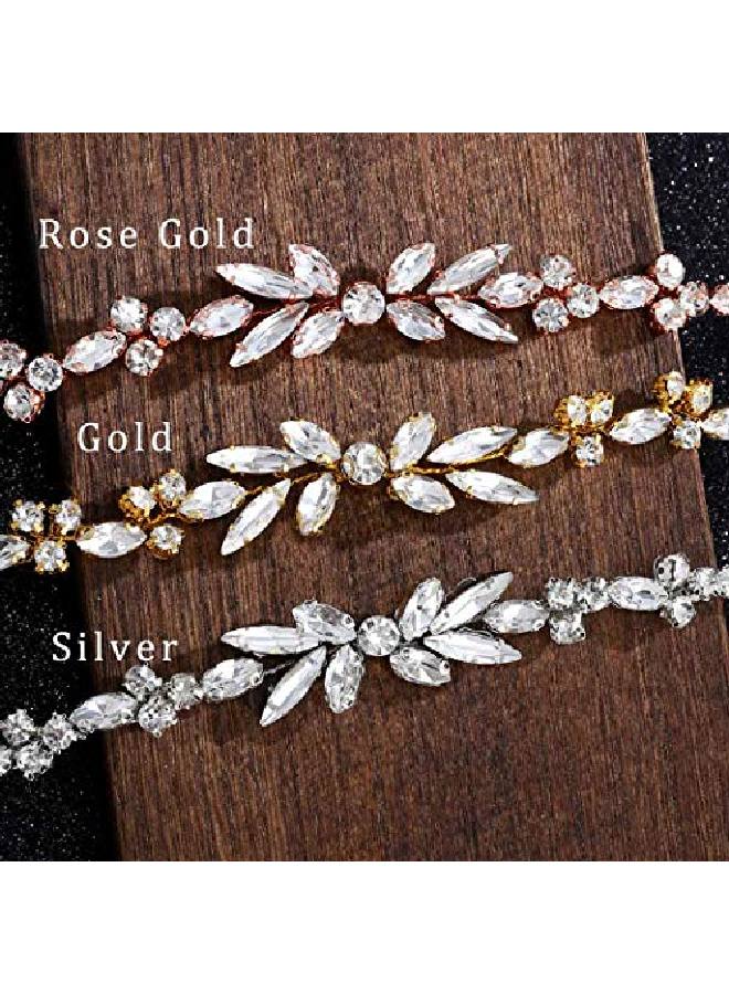 Unicra مشط شعر كريستالي زفاف إكسسوارات شعر للعروس (ذهبي) - Image 3