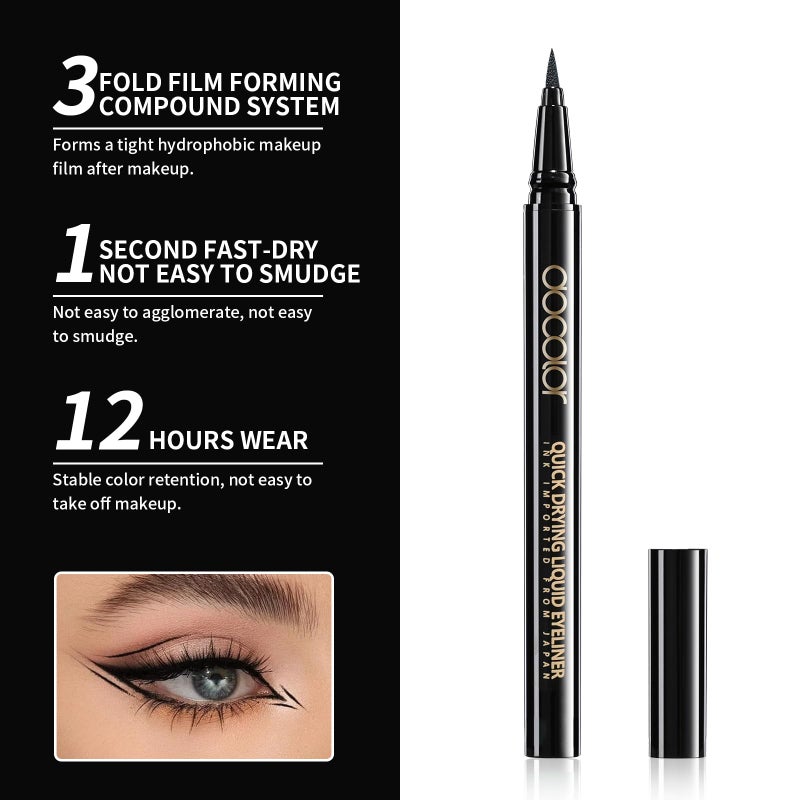 docolor Waterproof Eyeliner Pen Super Slim Precise All Day Black Eyeliner Liquid Professional Makeup Liquid Eye Liner Pencil for Women - Image 3