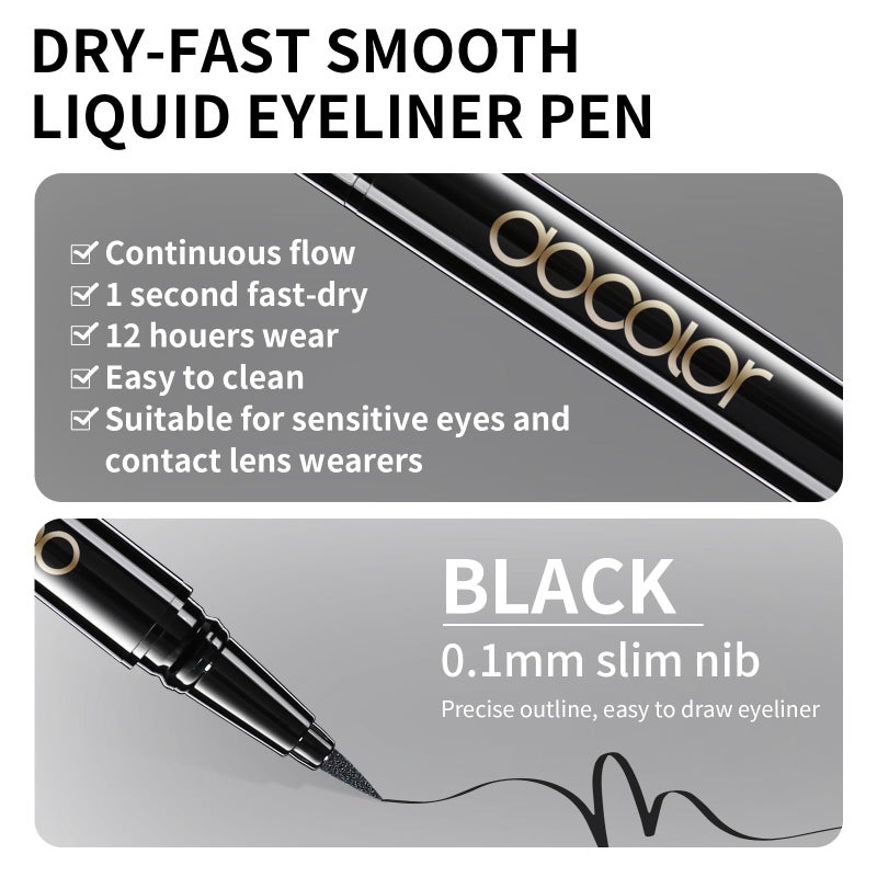 docolor Waterproof Eyeliner Pen Super Slim Precise All Day Black Eyeliner Liquid Professional Makeup Liquid Eye Liner Pencil for Women - Image 5