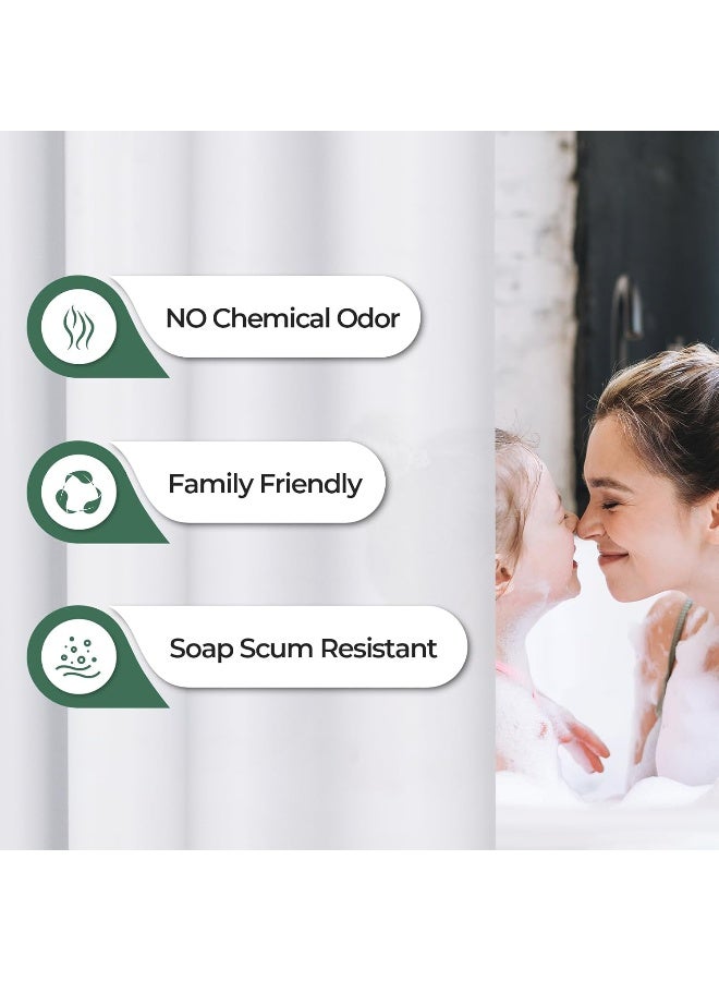 AmazerBath Shower Curtain Liner 2 Pack 72 x 72 Inches PEVA Plastic Shower Liner with 3 Weighted Stones and 12 Rustproof Metal Grommet Standard Size Lightweight Shower Curtain  White - Image 4