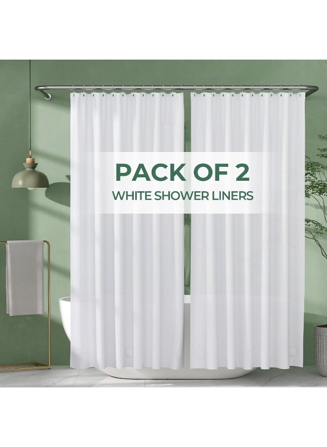 AmazerBath Shower Curtain Liner 2 Pack 72 x 72 Inches PEVA Plastic Shower Liner with 3 Weighted Stones and 12 Rustproof Metal Grommet Standard Size Lightweight Shower Curtain  White - Image 2