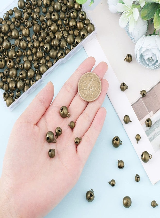 CHGCRAFT 240Pcs 3Sizes Mini Jingle Bell Vintage Bronze Small Elliptical Antique Brass Bell for Crafts and Christmas Halloween Festival Decor,8-12mm - Image 3