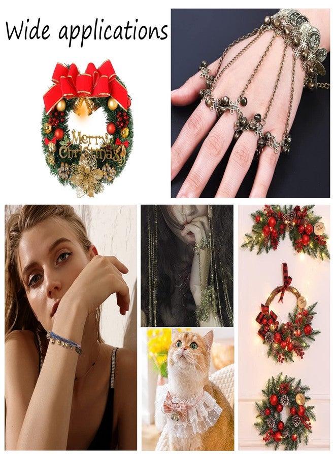 CHGCRAFT 240Pcs 3Sizes Mini Jingle Bell Vintage Bronze Small Elliptical Antique Brass Bell for Crafts and Christmas Halloween Festival Decor,8-12mm - Image 5