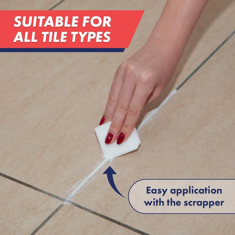 ZippySolve Tile Grout, Repair Kit, Restore & Renew Tile Joints Line, Fast Drying Grout Paint Squeeze Tube for Bathroom Shower Kitchen Floor, Waterproof (8.8 oz, White) - Image 5