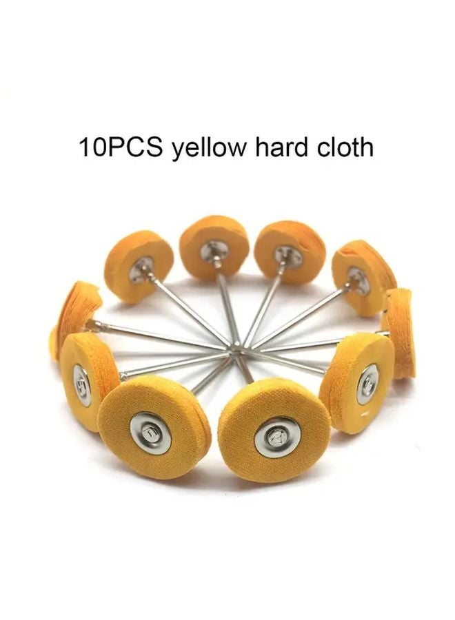 10Pcs Yellow Polishing Wheel Set 2 35mm Felt Disc Stainless Steel Mirror Polishing Tool - Image 1