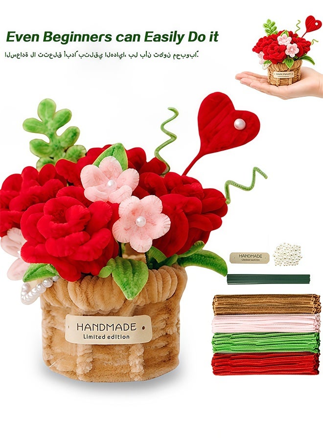 Organizer Pipe Cleaners Craft, 4 Assorted Colors Pipe Cleaners Bulk, for DIY Roses or Rose Basket with Floral Wires, Gardening Tape, Pearls, Home Decor, Kids and Adult Art Projects (Red) - Image 1