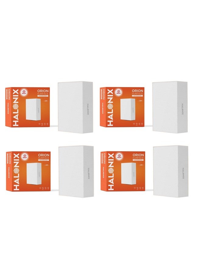 Halonix Polycarbonate 8W White Orion Square Led Rimless Surface Downlighter| Led Ceiling Light for Home, Shop and Office |Pack of 4, White. - Image 1