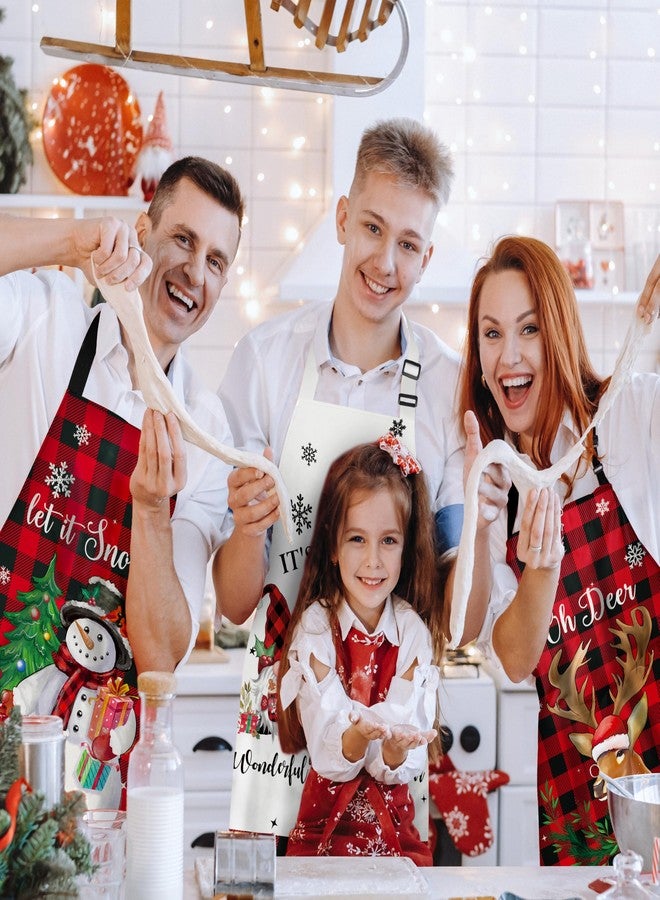 مجموعة مآزر عيد الميلاد من ثاواي، 6 قطع، مآزر مطبخ لعيد الميلاد مع حزام رقبة قابل للتعديل، باللونين الأحمر والأسود بنقشة مربعات الجاموس، مآزر طبخ لعيد الميلاد، مآزر مضحكة للعطلات على شكل رجل الثلج وسانتا كلوز وقزم، مناسبة للنساء والرجال - Image 5