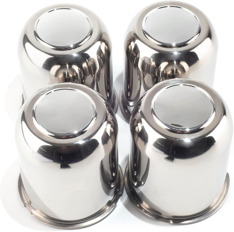 RTRHINOTUNING 4 PCS 3.74in Stainless Steels Wheel Center Caps for 3.74in Trailer Truck Rim Center Hole, Chrome Hub Caps - Image 1