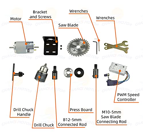 CHANCS آلة المنشار الدائري CHANCS 775 موتور كهربائي DC 24V 12000RPM عمود مزدوج المخرج منشار حفر DIY مع وحدة تحكم سرعة PWM - Image 3