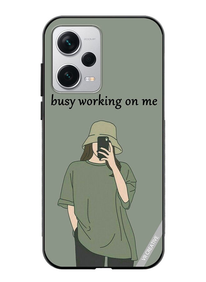 Protective Case Cover For Xiaomi Redmi Note 12 Pro Plus Busy Working On Me Design Multicolour