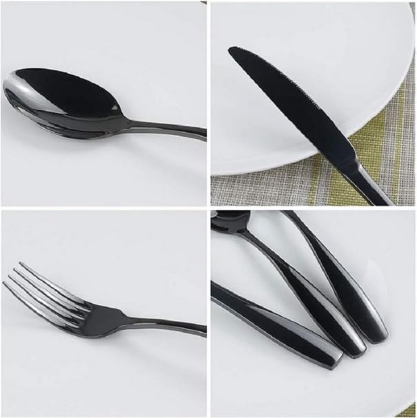 MOBDESK 15 Black Silverware Set Stainless Steel Flatware Cutlery Set Include KnivesForksSpoons Mirror Polished Dishwasher Safe LongLasting Durability Set for Home Restaurant Gifting - Image 4