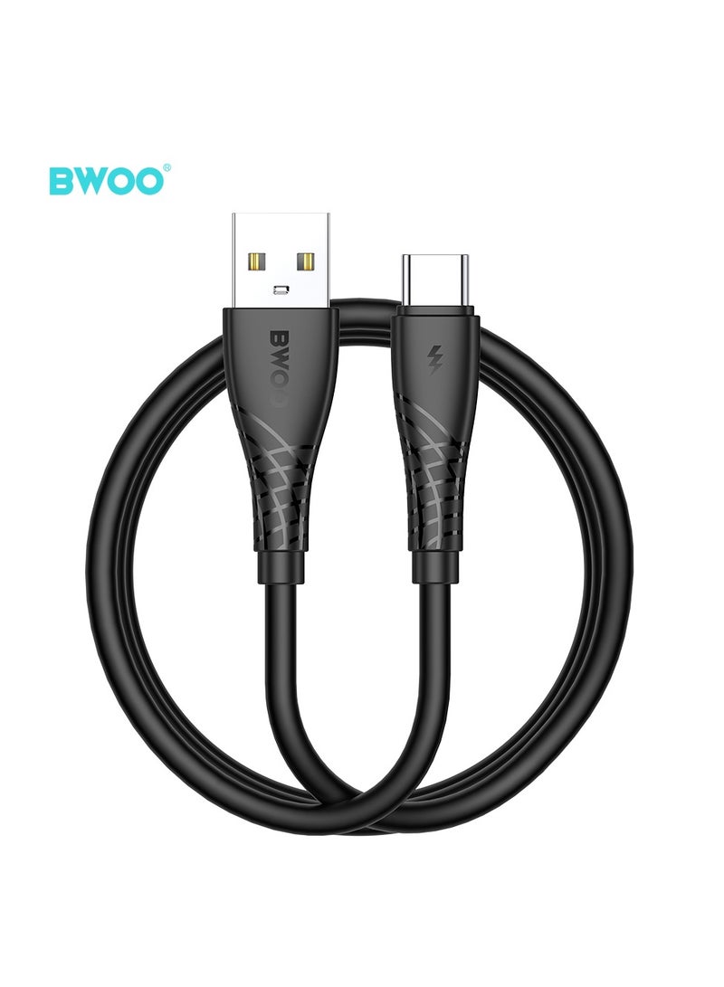 BWOO Usb-A To Type-C Skin Friendly Liquid Silicone Charging Cable Black - Image 1