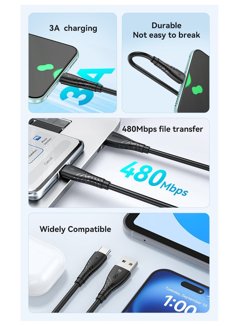 BWOO Usb-A To Type-C Skin Friendly Liquid Silicone Charging Cable Black - Image 5