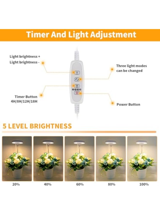Generic Grow Light for Indoor Plants, LinJie Height Adjustable Grow Light With Auto On/Off Timer 8/8/12/18H,3 Colors,5 Dimmable Brightness Ideal For Small Plants - Image 2