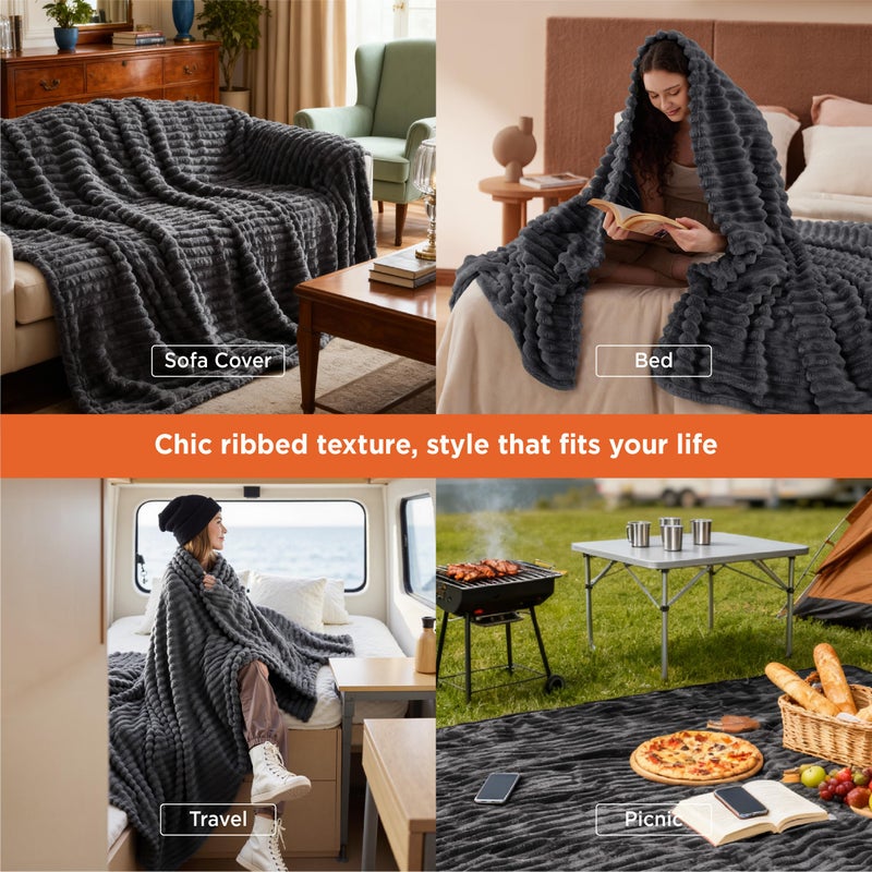 Bedsure GentleSoft Grey Fleece Queen Blanket for Couch - Cozy Soft Blankets for Women, Cute Small Throws for Girls, 90x90 Inches - Image 3