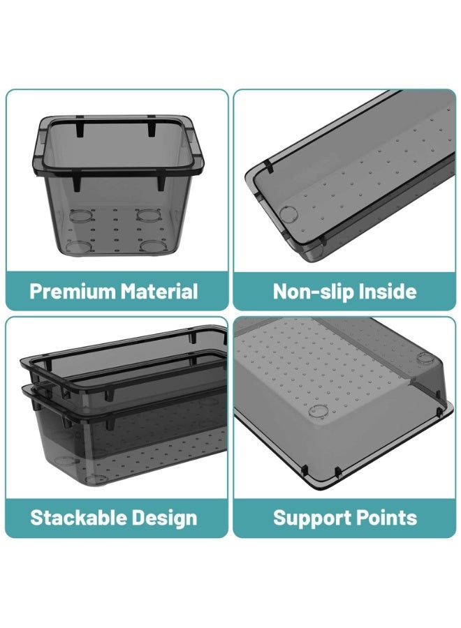 Anmi Premium 32-Piece Drawer Organizer Set, 4 Versatile Sizes | Multi-Purpose Clear Storage Bins for Makeup, Kitchen, Office & Jewelry | Durable & Stackable Desk Trays - Black - Image 3