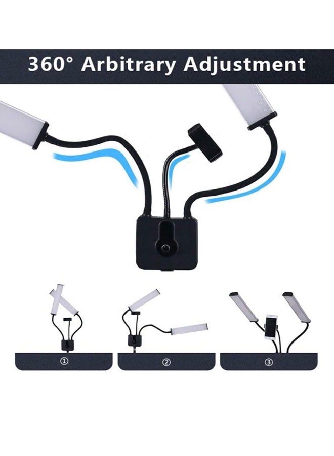 Flexible Double Arms Dimmable Light 3000K-5600K Dimmable With 1.6M/63in Metal Light Stand   for Makeup Artist, Lash, Beauty, Eyebrow Tattoo, Studio Video Photographic With - Image 3