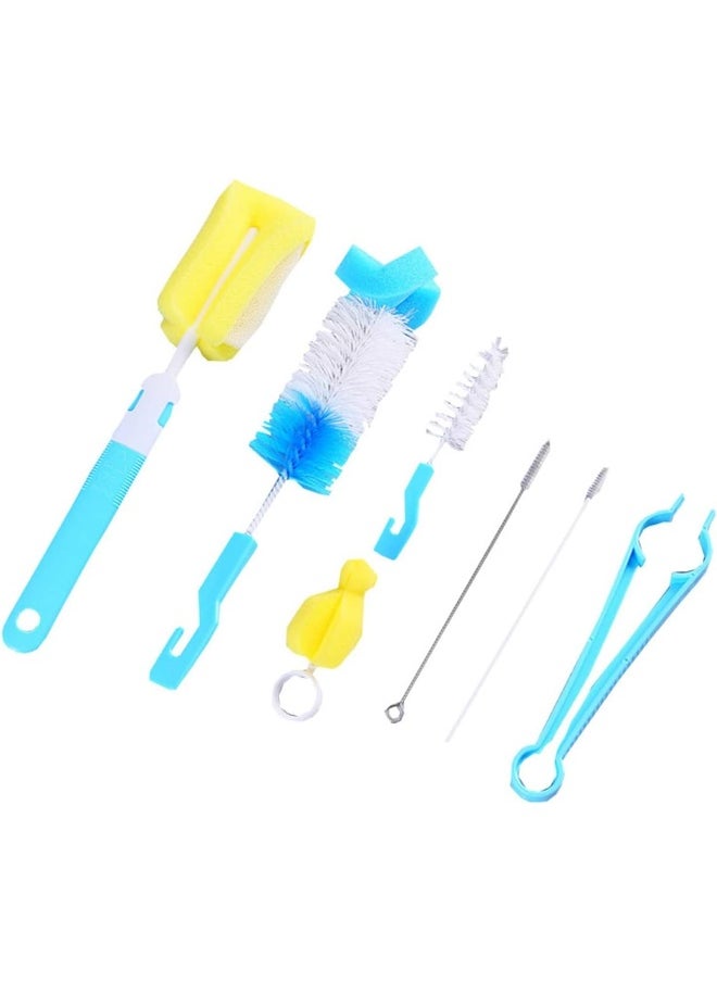 ECVV 7Pcs Bottle Cleaning Brush Set 360° Degrees Rotating Scrub Baby Feeding Bottle Sponge Bottle Cap Pacifier Cup Cleaning Brushes Straw Children Milk Cleaning Tools  - Image 1