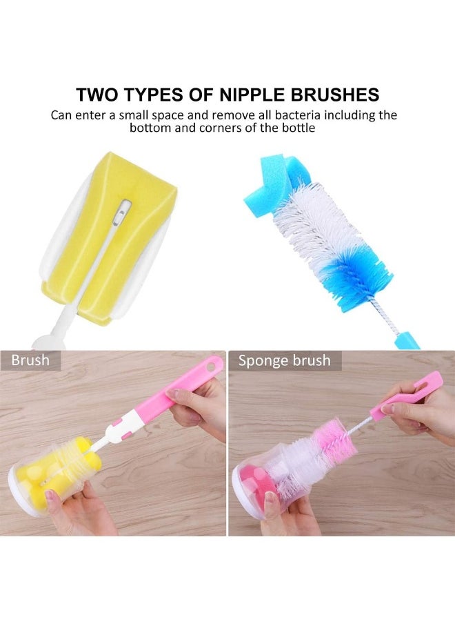 ECVV 7Pcs Bottle Cleaning Brush Set 360° Degrees Rotating Scrub Baby Feeding Bottle Sponge Bottle Cap Pacifier Cup Cleaning Brushes Straw Children Milk Cleaning Tools  - Image 5