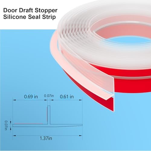 Elvone T-Shaped Door Draft Stopper, 1.37 in x 20 Ft Silicone Seal Strip for Windows Gaps, Weather Stripping Seal Strip Shower Sweep, Clear - Image 2