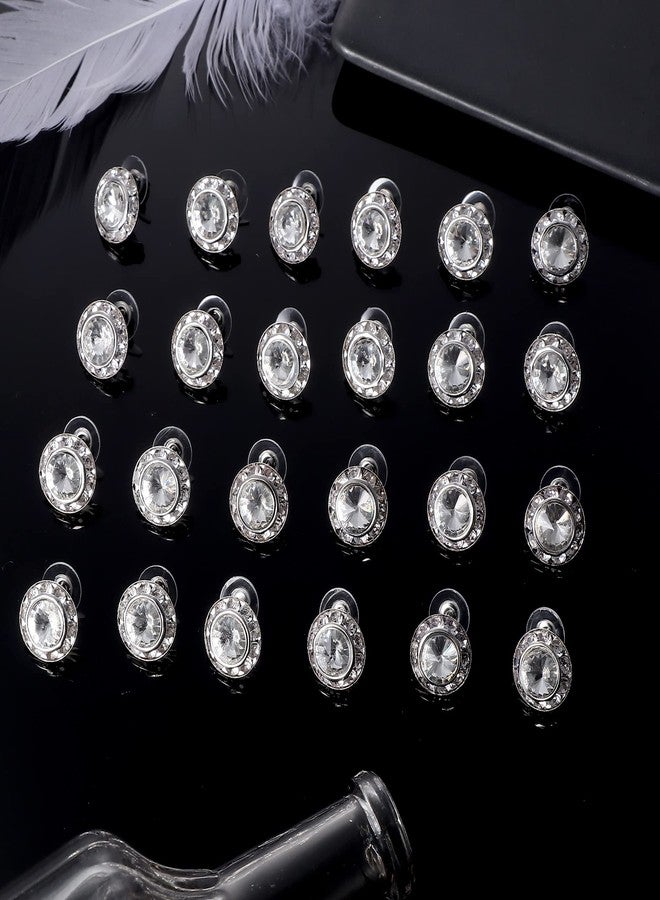 BESTEEL Rhinestone Earrings Round Shaped Acrylic Stone Inside Crystal Halo Stud Earrings for Dance Competitions Stage Opera Performance Wedding Party Earrings Jewelry 15mm, 6/12 Pairs, Stainless - Image 5