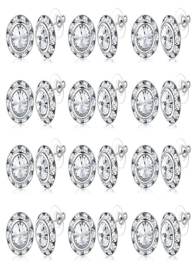 BESTEEL Rhinestone Earrings Round Shaped Acrylic Stone Inside Crystal Halo Stud Earrings for Dance Competitions Stage Opera Performance Wedding Party Earrings Jewelry 15mm, 6/12 Pairs, Stainless - Image 1