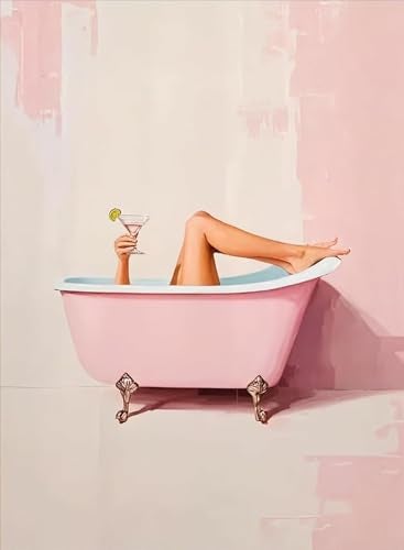 DAZZLEDOTS Diamond Art Kits for Adults Funny Pink Bathroom Diamond Painting Kits for Beginners Pink Diamonds Art Painting Kits 5D Round Full Drill Crafts Kits for Home Decor Gifts 12 x 16 Inch - Image 1