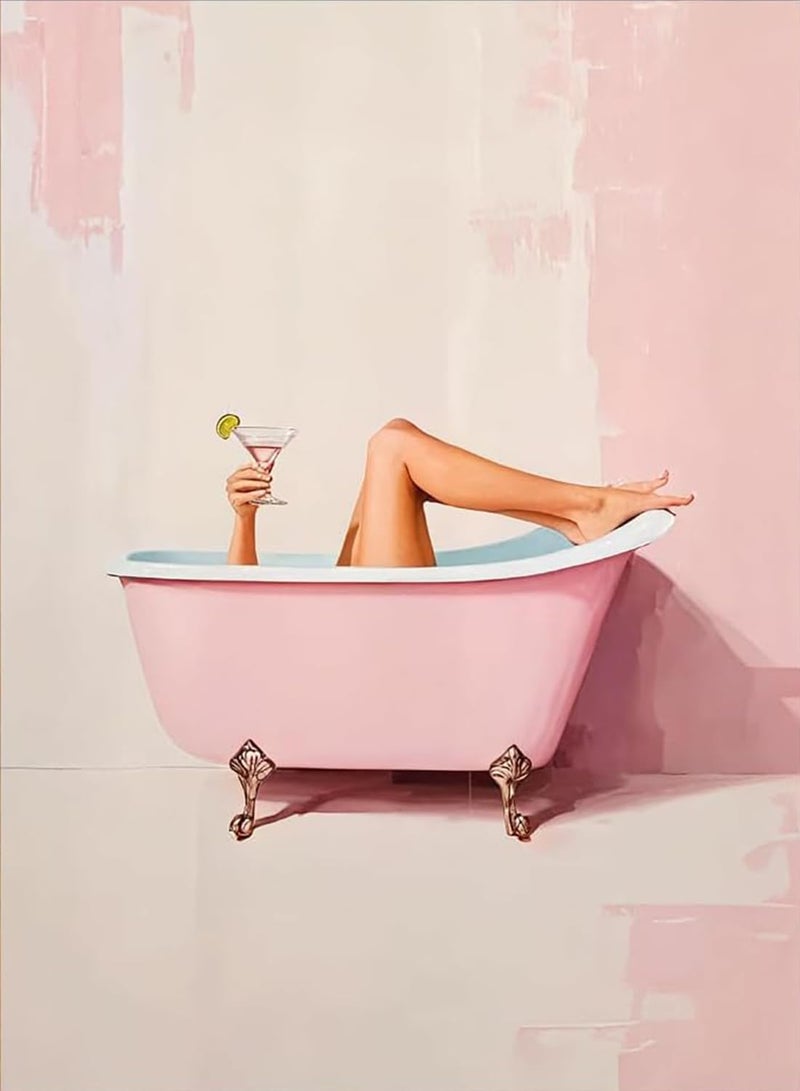 DAZZLEDOTS Diamond Art Kits for Adults Funny Pink Bathroom Diamond Painting Kits for Beginners Pink Diamonds Art Painting Kits 5D Round Full Drill Crafts Kits for Home Decor Gifts 12 x 16 Inch - Image 2