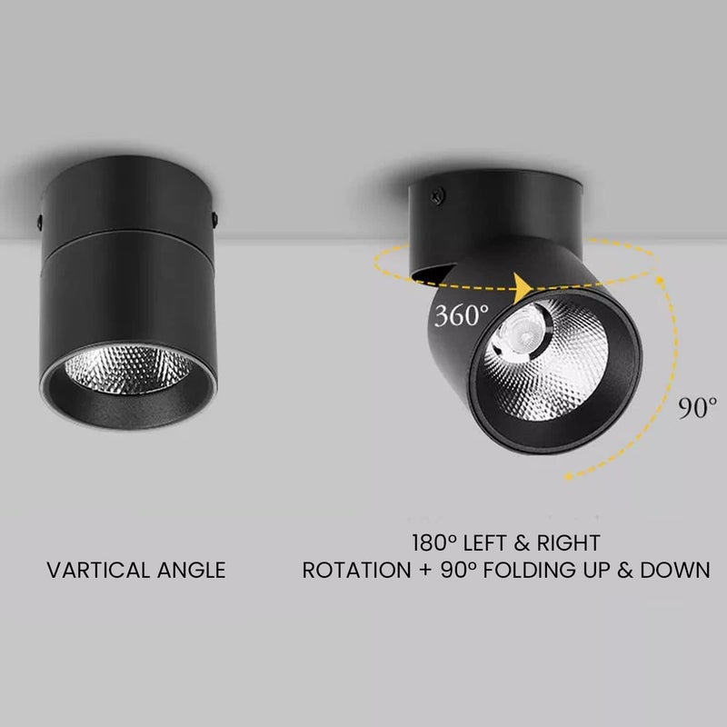 Harold Electricals Harold Electricals 30 Watt 360 Degree Adjustable LED Surface COB Light WallCeiling Mountable Pack of 1 Warm White Black BodyMetal  - Image 3