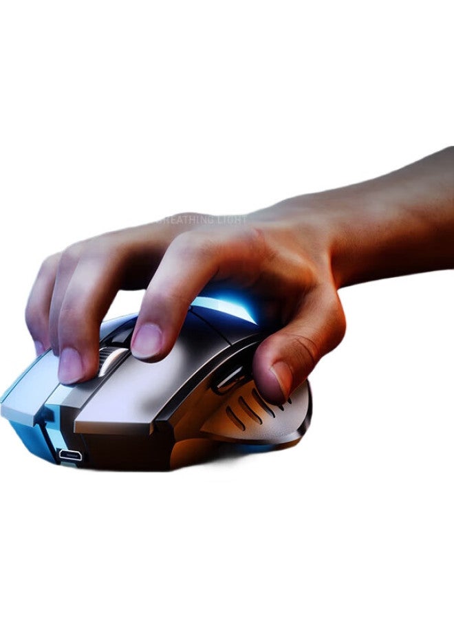 inphic ماوس بلوتوث لاسلكي ثلاثي الوضعيات A1، قابل لإعادة الشحن، هادئ، عرض البطارية، متوافق مع أجهزة اللابتوب، بلوتوث 5.0، رمادي معدني - Image 3