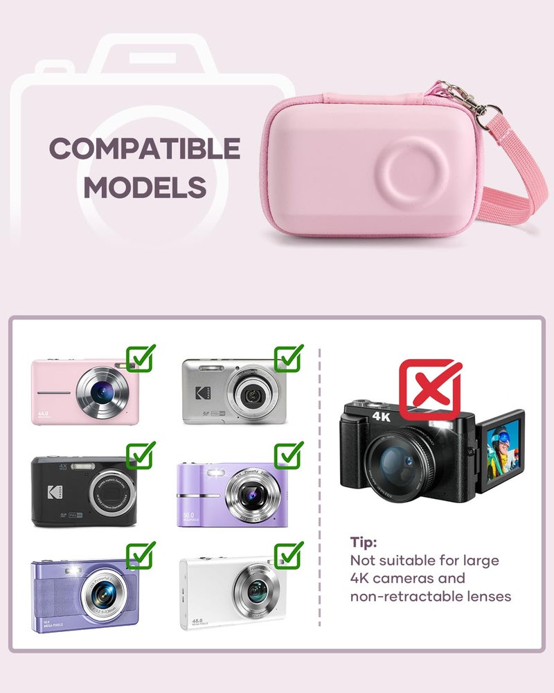 SQERO Digital Camera Case for KODAK PIXPRO FZ45 FZ55 & CAMKORY 1080P - Compact Travel Bag with 3 SD Card Slots,Small Lightweight Pouch, Cute Gifts for Adults Kids - Image 2