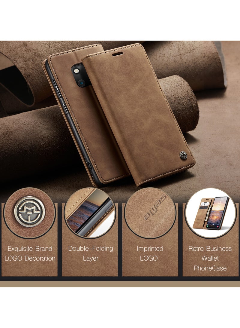 CaseMe Phone Case Luxury PU Leather Design 013 Flip Cover Card Slot Holder Cover For Mate 20 Pro (Brown) - Image 3