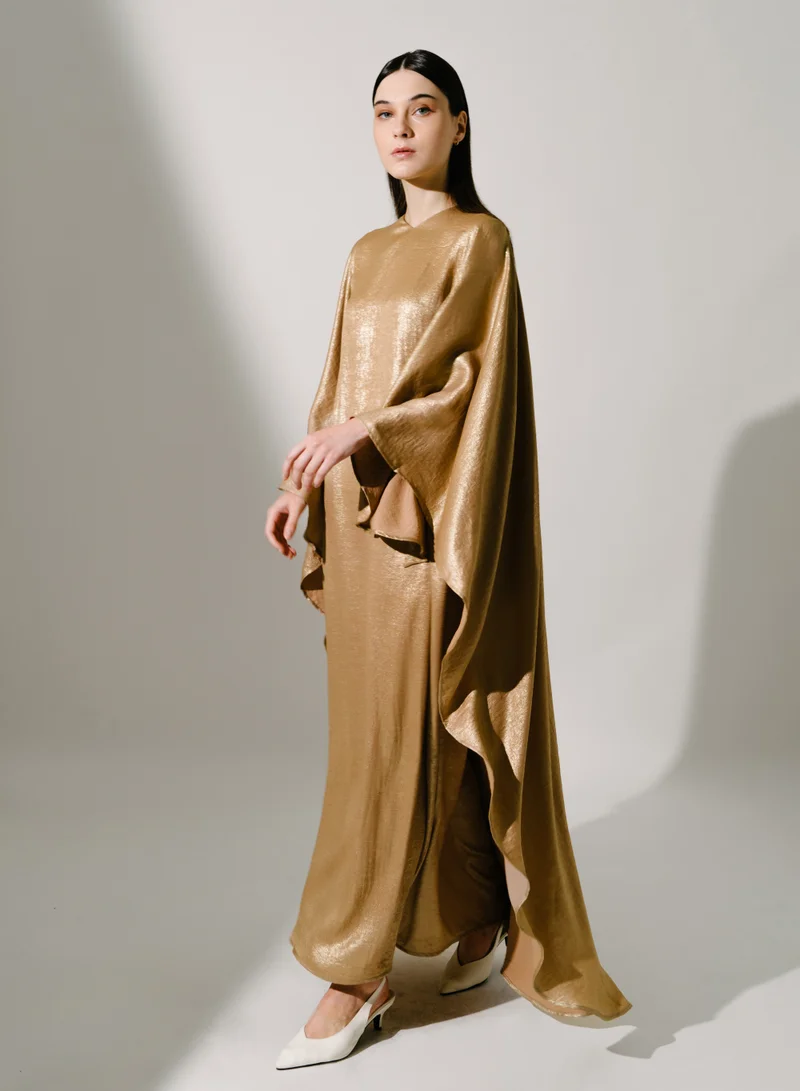 Hadiyath Al Madinah Shimmer Taupe Kaftan - HM