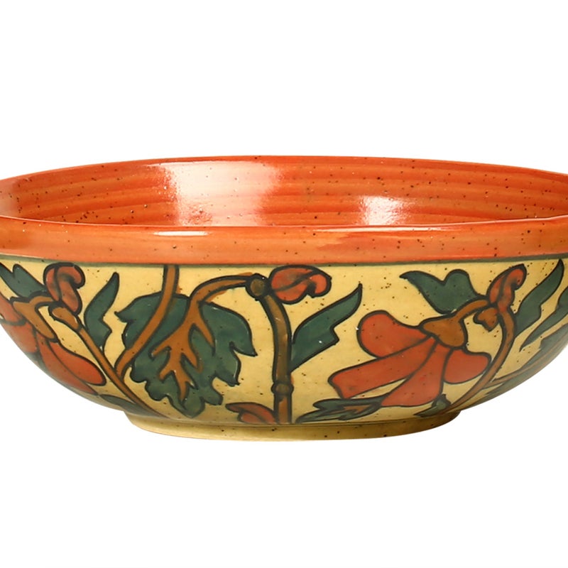 Caffeine Ceramic Handmade Orange kohbar Serving Kadhai (Set of 3) - Image 4