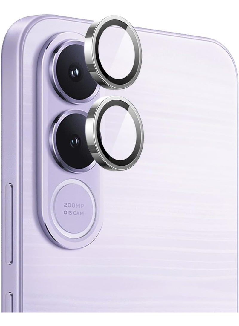 Camera Lens Protector for Vivo V70 FE 5G , 9H Tempered Glass & Ultra-Thin Aluminum Alloy Lens Screen Protective, case friendly (Silver)