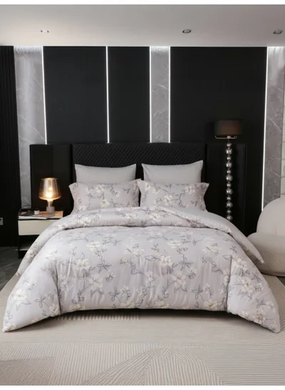 Donetella Printed Duvet Set, Queen Size Fits 180x200 cm - 4-Pcs Bed Set, Brushed Microfiber Fabric - 1 Duvet Cover, 1 Fitted Sheet, 1 Pillow Shams, 1 Pillowcases (Filler Not Included)