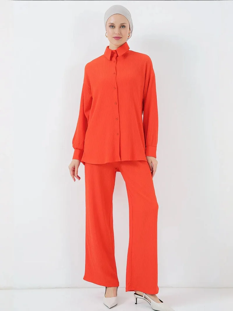 Big Dart Pumpkin Orange BDART Oversized Shirt & Pants Two-Piece Coord Set for Women | Best Price UAE