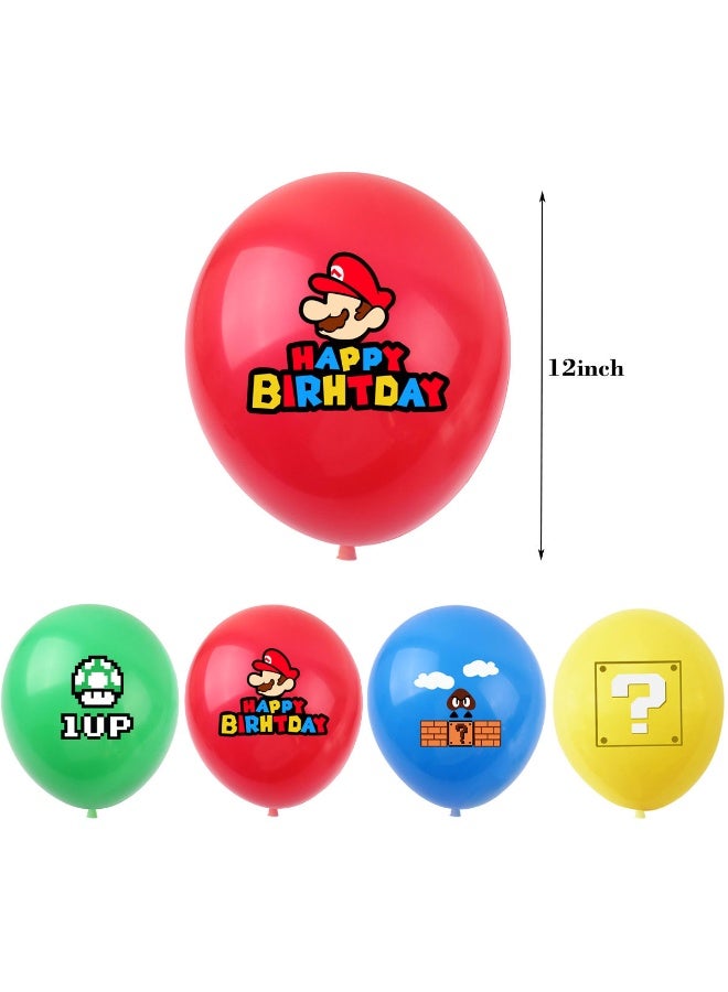TAPIT Mario Birthday Party Supplies Party Decorations Set Include Banner Balloons Hanging Swirls Cake Cupcake Toppers Tablecloth for Boys Girls Mario Theme Party - Image 4