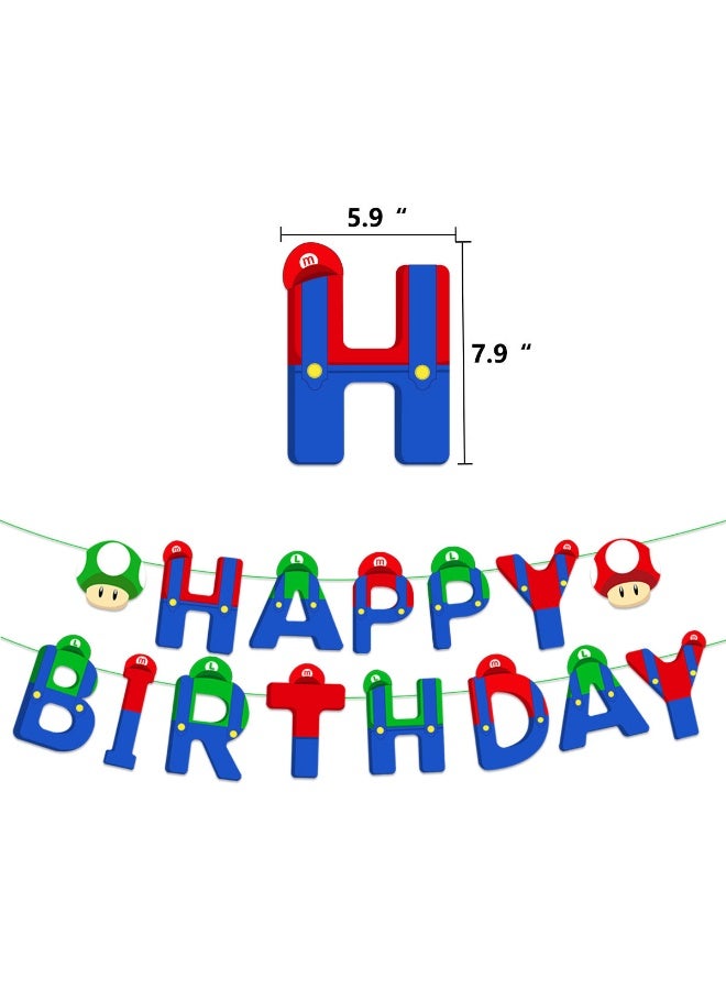 TAPIT Mario Birthday Party Supplies Party Decorations Set Include Banner Balloons Hanging Swirls Cake Cupcake Toppers Tablecloth for Boys Girls Mario Theme Party - Image 5
