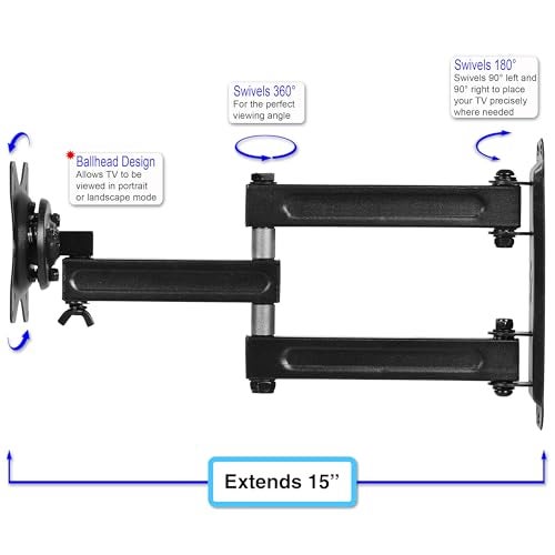Cheetah TV Monitor Wall Mount for 12-55 Inch TVs up to 40lbs VESA 200x200mm, with 10ft HDMI Cable, TouchAdjust- Simply Grab, Adjust, Release Full Motion Swivel Tilt Bracket, Low Profile & Extends 15" - Image 3
