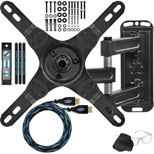 Cheetah TV Monitor Wall Mount for 12-55 Inch TVs up to 40lbs VESA 200x200mm, with 10ft HDMI Cable, TouchAdjust- Simply Grab, Adjust, Release Full Motion Swivel Tilt Bracket, Low Profile & Extends 15" - Image 1