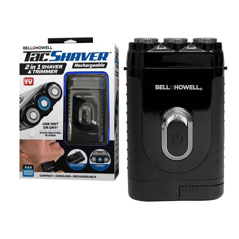 Bell Howell Bell+Howell Tacshaver 3D Rechargeable Rotary Shaver for Men with Pop-up Trimmer for Sideburns, Moustache and Beard, Waterproof, Portable, and Cordless Electric Razor As Seen On TV (Deluxe) - Image 2