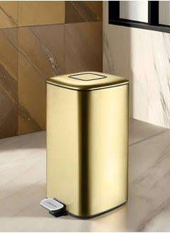 EKO REGENT SERIES | Brushed Stainless Steel Finish | Soft-Closing | Fingerprint-Resistant | Pedal Trash & Garbage Bin, Champagne Gold, 32 Liters  - Image 5
